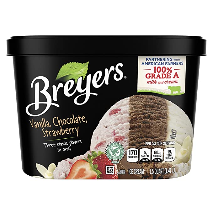 Breyers Vanilla, Chocolate, Strawberry Gluten-Free Ice Cream