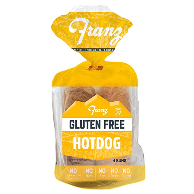 A bag of Franz gluten-free hot dog buns