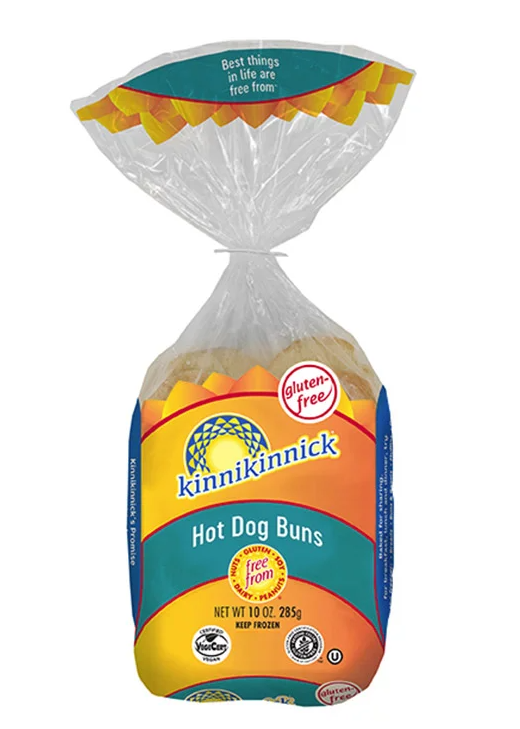 A bag of Kinnikinnick gluten-free hot dog buns