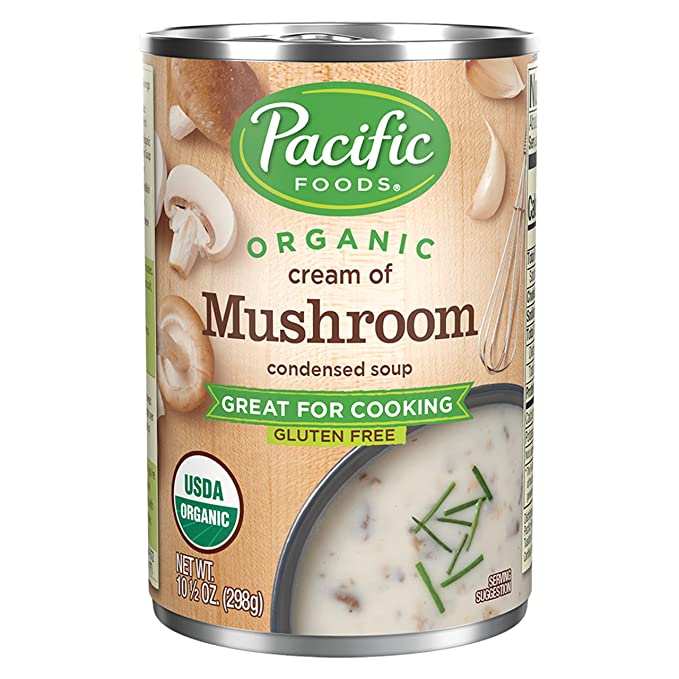 Pacific Foods Gluten-Free Organic Cream of Mushroom Condensed Soup product package.