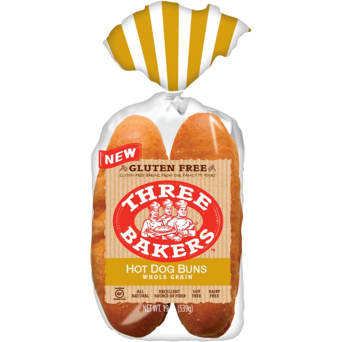 Two Three Bakers gluten-free hot dog buns in one bag
