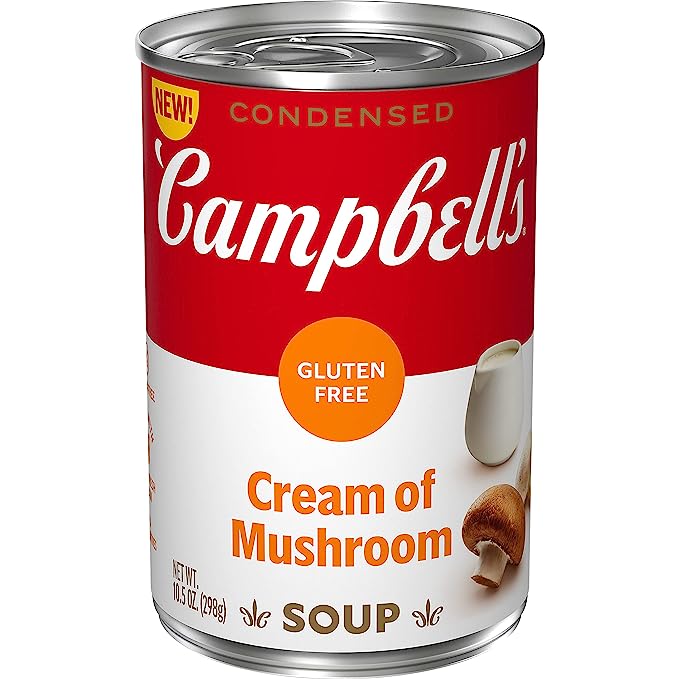 Campbell's Gluten-Free Cream of Mushroom Soup product package.
